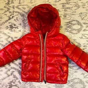 Authentic Red Moncler Coat with Hood. 18/24 Months